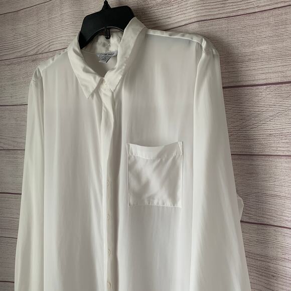 Nine West White Button Up Shirt Long Sleeve with Pocket Size XL - Picture 15 of 15